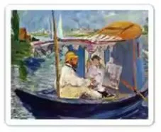 Monet in His Studio Boat (Manet) sticker